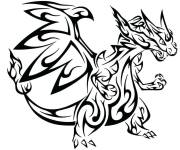 Coloriage Pokemon Dracaufeu en Tatouage
