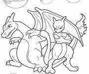 Coloriage Pokémon Dracaufeu et Mewtwo