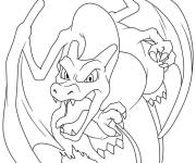 Coloriage Pok&eacute;mon Dracaufeu gigamax pendant le combat