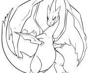 Coloriage et dessins gratuit Pok&eacute;mon Dracaufeu ouvrant ses ailes à imprimer