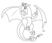 Coloriage Pok&eacute;mon Dracaufeu pendant la bataille