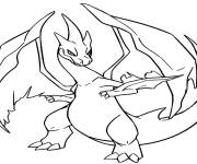 Coloriage Sc&egrave;ne de Pok&eacute;mon Charizard