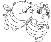 Coloriage et dessins gratuit Abeilles amoureux à imprimer