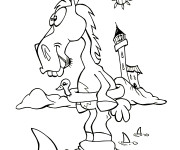 Coloriage Cheval &agrave; la plage comique
