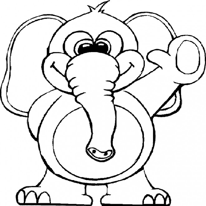Coloriage et dessins gratuits Éléphant drôle te salue à imprimer
