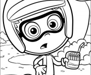 Coloriage Enfant porte un casque dessin anim&eacute;