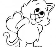 Coloriage Le Chat mignon heureux