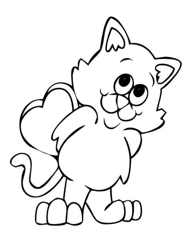 Coloriage et dessins gratuits Le Chat mignon heureux à imprimer