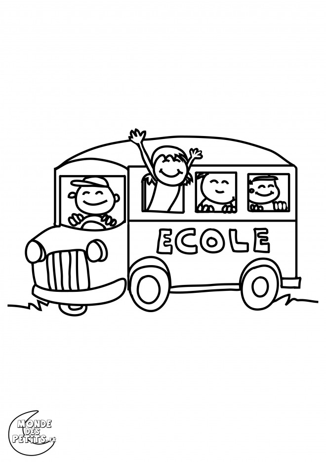 Coloriage Bus d'École sur route dessin gratuit à imprimer