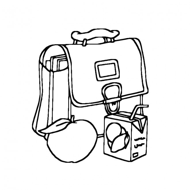 Coloriage Cartable Et Goûter Pour école