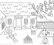 Coloriage et dessins gratuit Cour d'Ecole en couleur à imprimer