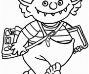 Coloriage Petit Ogre et La rentrée scolaire