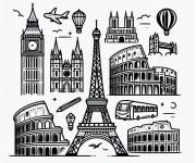 Coloriage Architecture de l'Europe