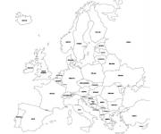 Coloriage et dessins gratuit Carte d'Europe avec les noms des pays à imprimer
