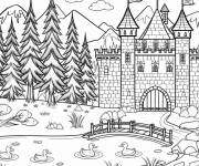 Coloriage Ch&acirc;teau d'Europe en moyen &acirc;ge