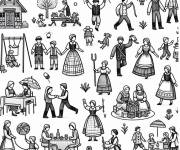Coloriage Folklore de l'Europe simple