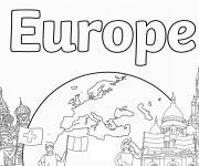 Coloriage Illustration Europe en maternelle
