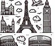 Coloriage et dessins gratuit Les plus beaux b&acirc;timents d'Europe à imprimer