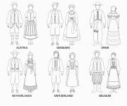 Coloriage V&ecirc;tements traditionnels d'Europe
