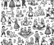 Coloriage Vie en Europe folklorique