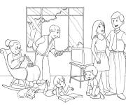 Coloriage et dessins gratuit Dans la famille, le soutien des grands-parents à imprimer