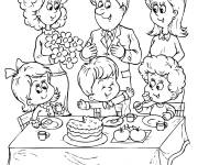 Coloriage et dessins gratuit Famille pendant l'anniversaire à imprimer