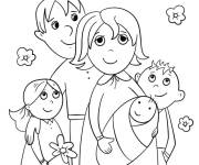 Coloriage et dessins gratuit Famille sympathique rencontre le nouvel b&eacute;b&eacute; à imprimer