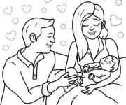 Coloriage L'amour de la famille au nouvel n&eacute;e