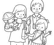 Coloriage et dessins gratuit La famille avec papa, maman et les enfants à imprimer