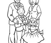 Coloriage La famille avec une fille et un garçon