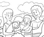 Coloriage et dessins gratuit La famille dans la compagne à imprimer