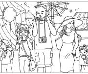 Coloriage et dessins gratuit La famille dans le man&egrave;ge à imprimer