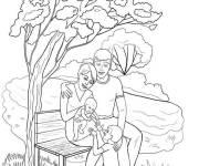 Coloriage et dessins gratuit La famille dans le parc à imprimer
