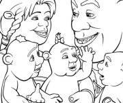 Coloriage La famille de Shrek