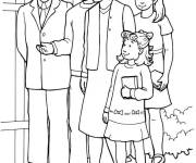 Coloriage La famille d&eacute;m&eacute;nage dans la nouvelle maison