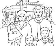 Coloriage La famille devant une universit&eacute;