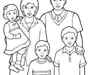 Coloriage La famille prends une photo