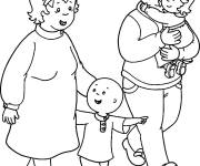 Coloriage La famille se balade