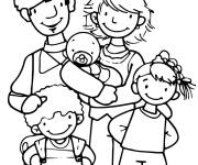 Coloriage La famille se rassemble pour une photo