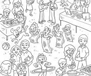Coloriage La f&ecirc;te de famille