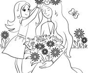 Coloriage La fille et sa m&egrave;re en f&eacute;e