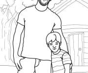 Coloriage Le fils en photo avec son p&egrave;re
