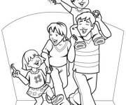 Coloriage Le gar&ccedil;on sur les &eacute;paules de son papa