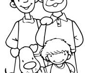 Coloriage Le p&egrave;re, le grand-p&egrave;re avec le fils