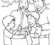 Coloriage Les deux fr&egrave;res &eacute;changent les jouets