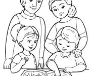 Coloriage Les enfants lisent une histoire