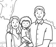 Coloriage Les membres de la famille prennent une photo dans le parc