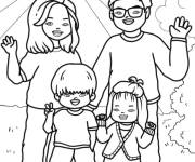 Coloriage Les membres de la famille te salue