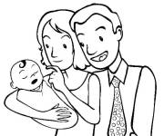 Coloriage Les parents avec leur nouveau-n&eacute;