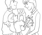 Coloriage On offre une lettre amoureuse &agrave; maman pendant sa f&ecirc;te